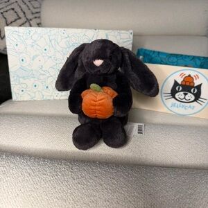 Jellycat Midnight Bunny with Pumpkin Plush